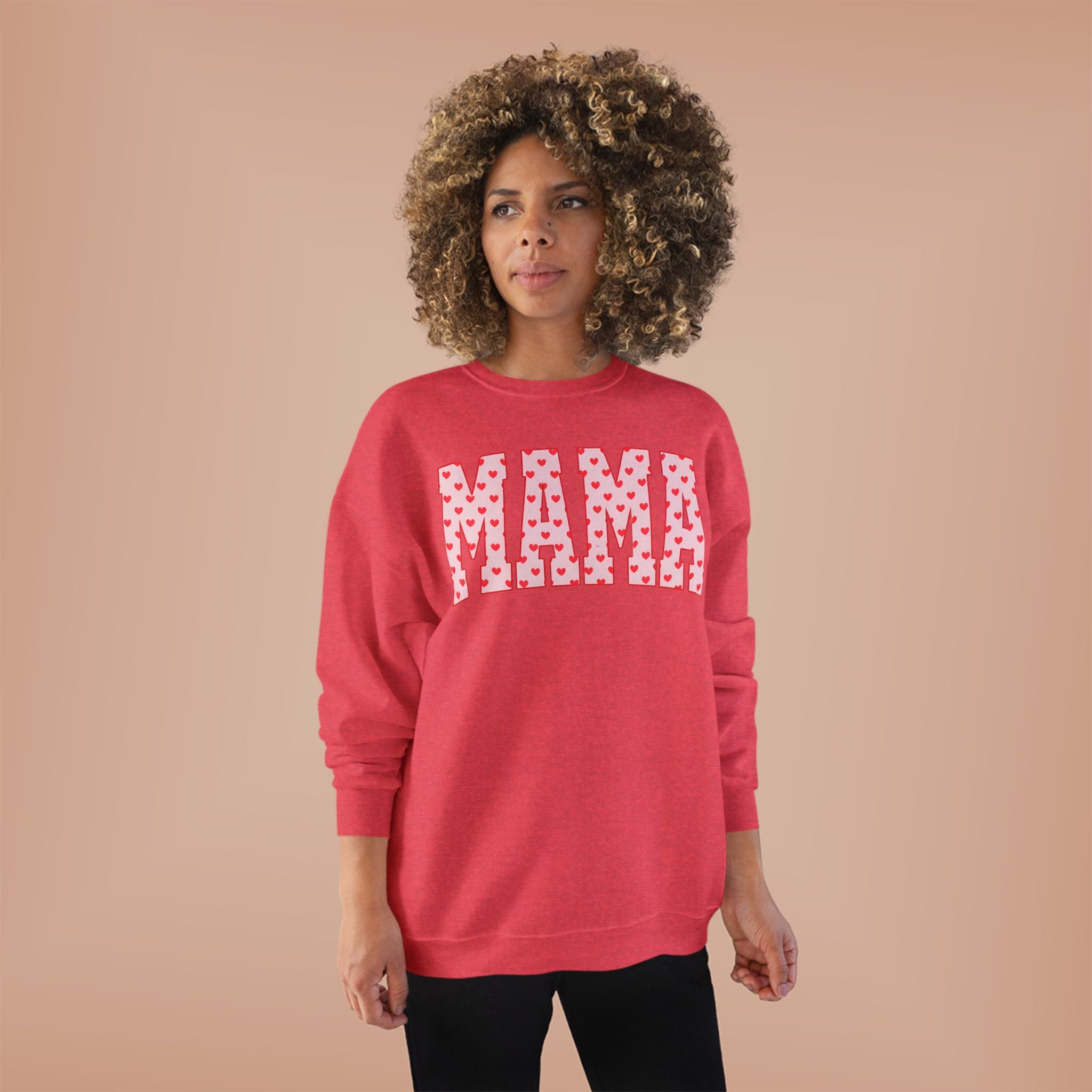 Mama Heart Pattern Crewneck Sweatshirt