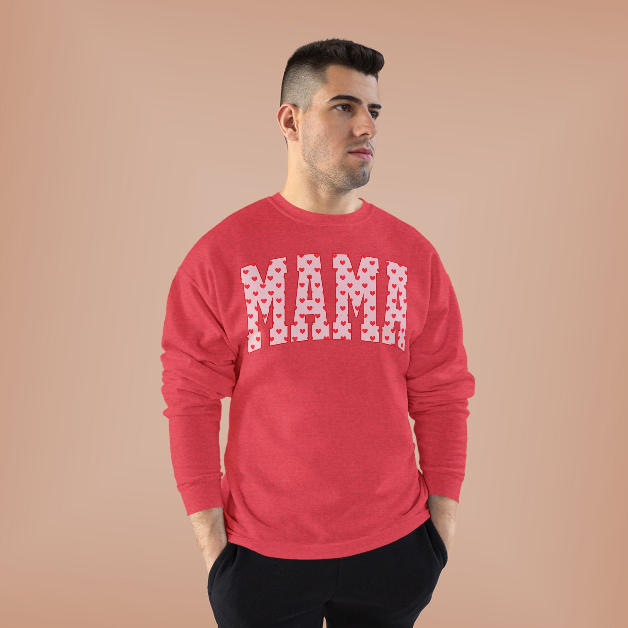 Mama Heart Pattern Crewneck Sweatshirt