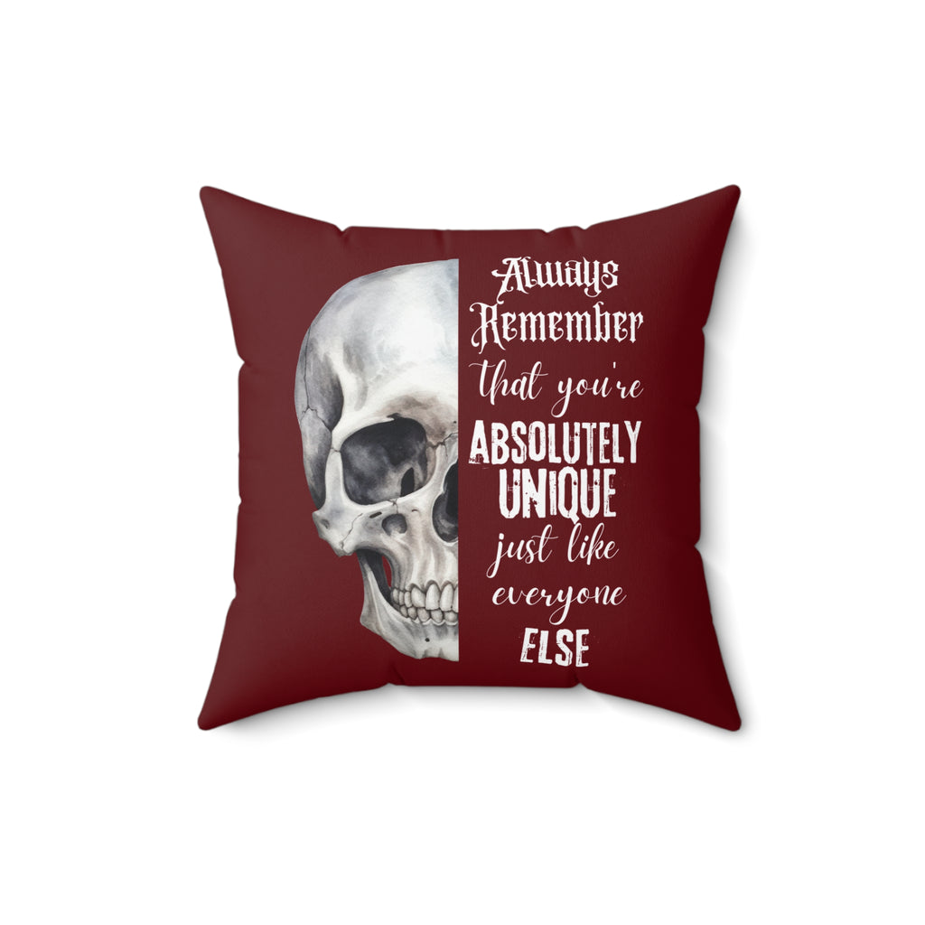 Always Remember Skull Pillow (Burgundy)