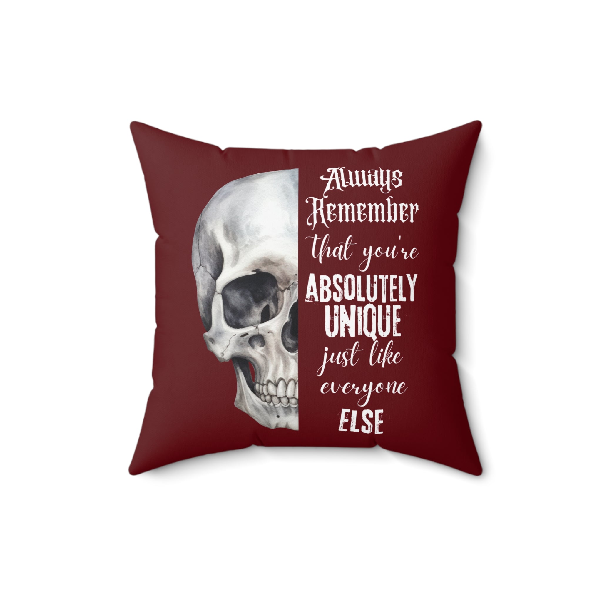 Always Remember Skull Pillow (Burgundy)
