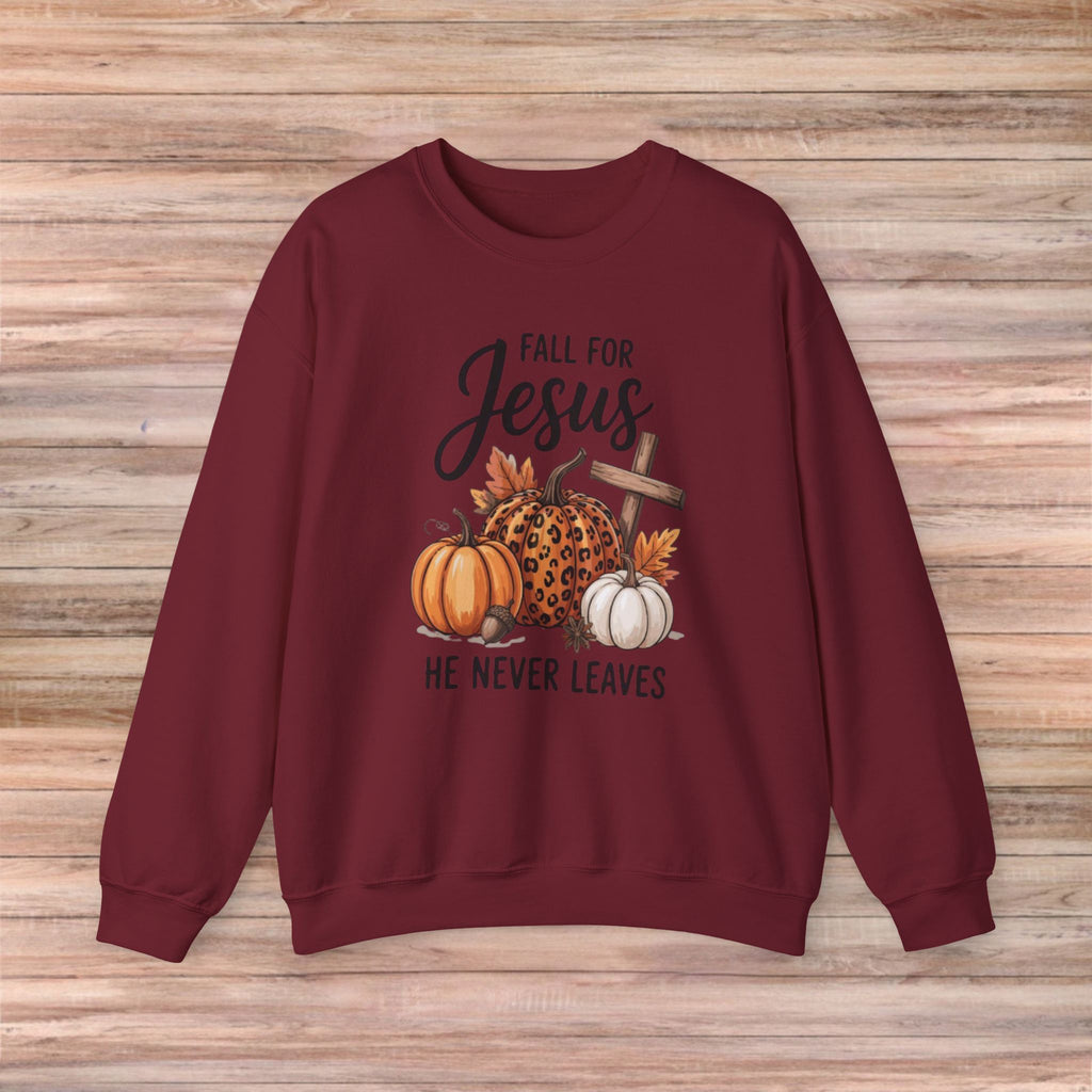 Fall For Jesus He Never Leaves Sweater